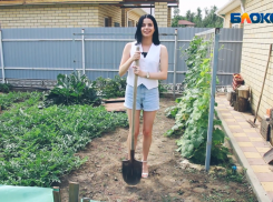 Анастасия Куликова прополола волжские грядки на каблуках и в топе: видео