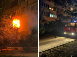 Ночной пожар в многоэтажке в Волжском попал на видео