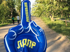 Воздушными шарами в форме руки, напоминающей неприличный жест, шокировали волжан на концерте ЛДПР в Волжском