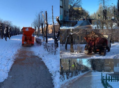 В Волжском убирают снег и гололед