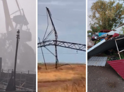 Снесенный ветром кран в речпорту, поваленные ЛЭП и дома: жуткие последствия урагана в Волжском