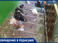 Лестница из фантиков и объедков: волжская УК «следит» за чистотой в своих подъездах