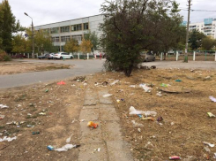 Залежи мусора обнажились после покоса травы в Волжском