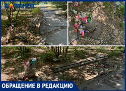 Мини аллея в Волжском рядом с ЖК «Троя» завалена мусором 