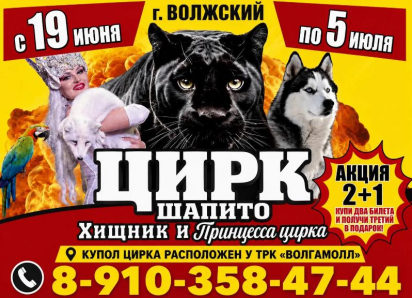 Билеты в цирк по акции 2+1