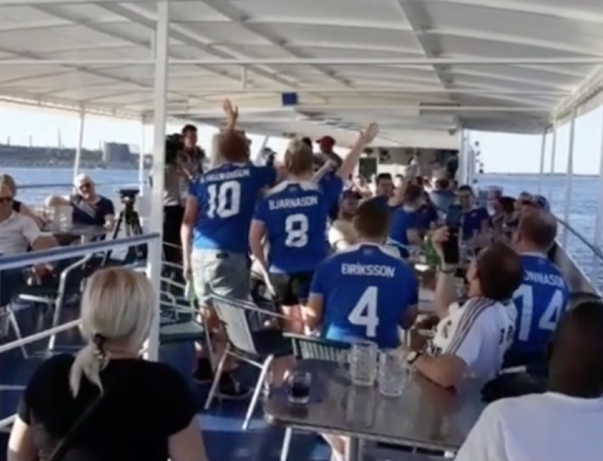 Исландские фанаты разрабатывают голосовые связки перед матчем в Волгограде