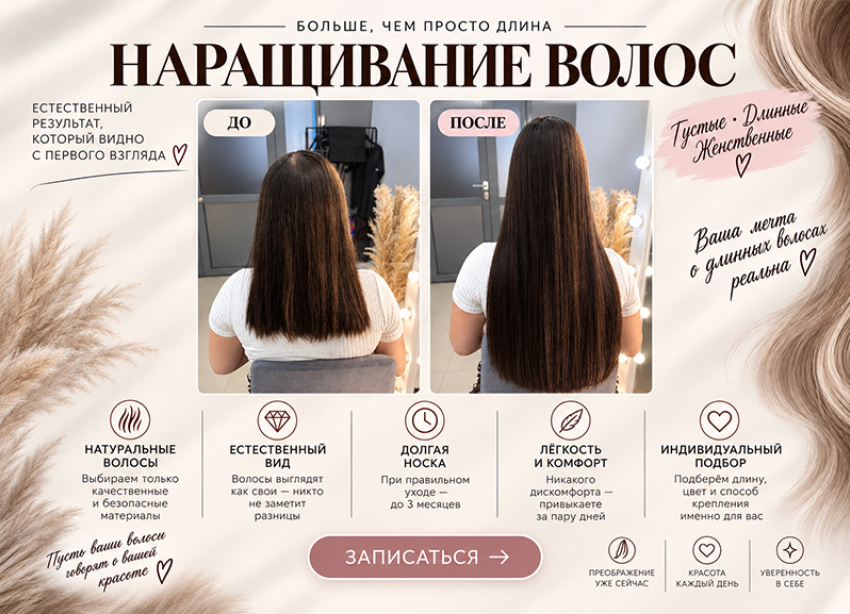 Товар дня. Наращивание волос - 10 ₽ за капсулу 