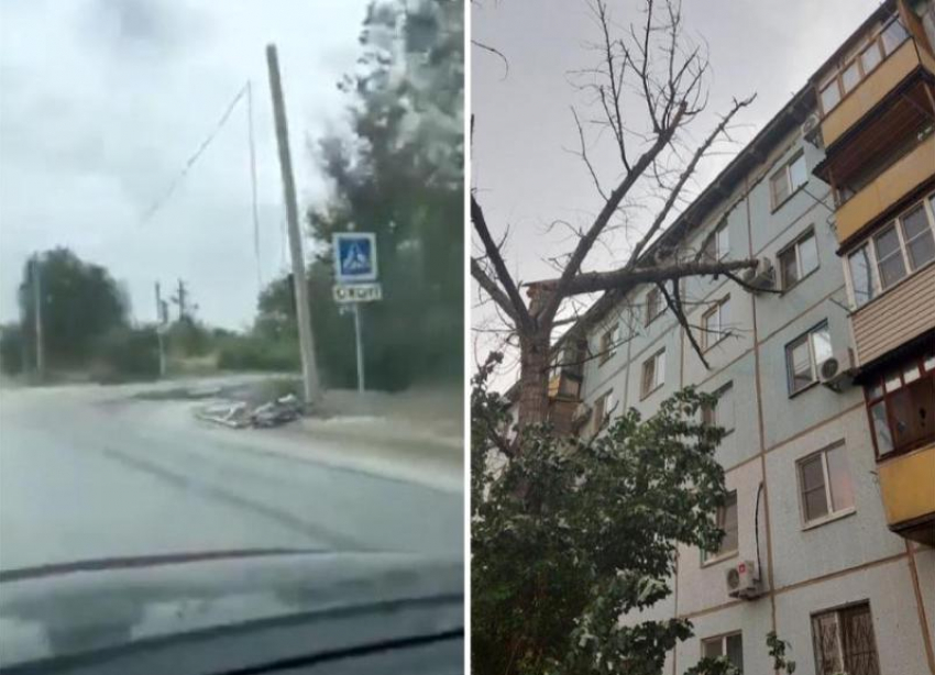 Рухнувшие светофоры, деревья и павильоны: фото и видео последствий непогоды в Волжском