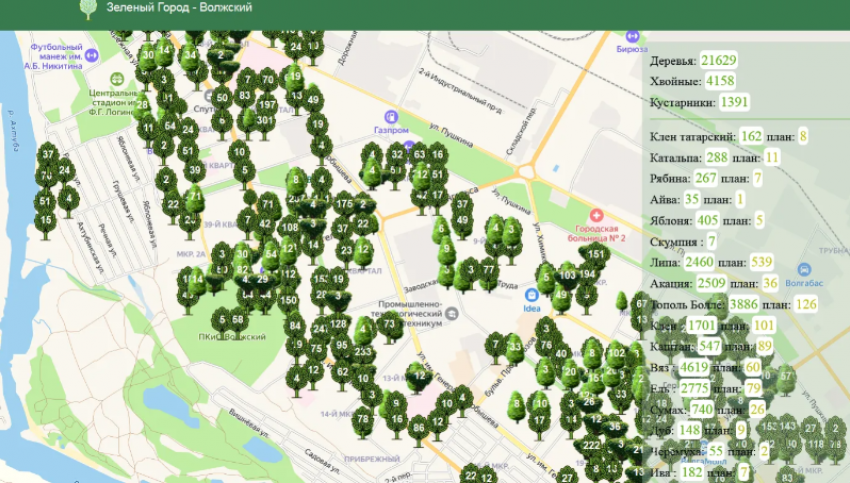 В Волжском начала работать интерактивная карта по зеленым насаждениям