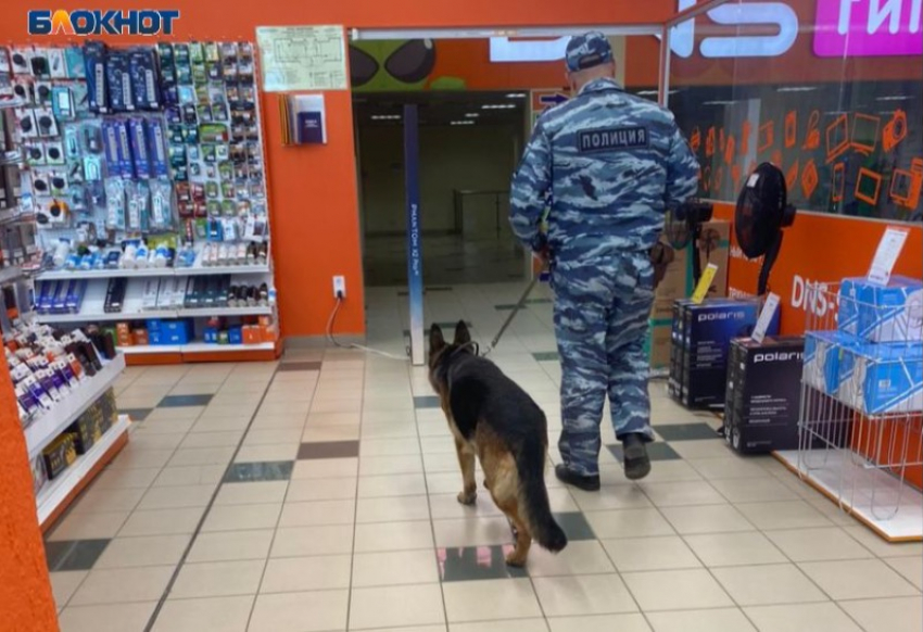 Полиция и кинологи исследуют ЦУМ в Волжском 