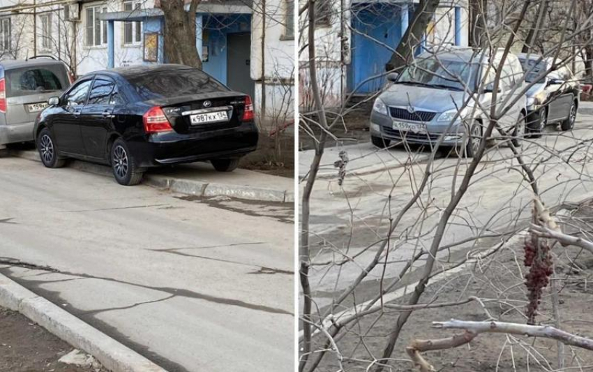 Автохамы заполонили пешеходную дорогу во дворе Волжского: фото