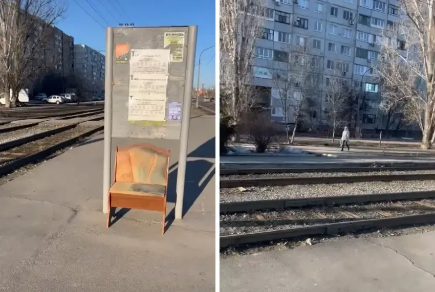 «Мне за эту разработку такую премию дадут!»: в Волжском вместо остановки установили «антивандальное» кресло