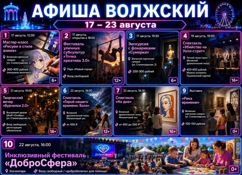 Куда сходить в Волжском: афиша на неделю с 17 по 23 августа
